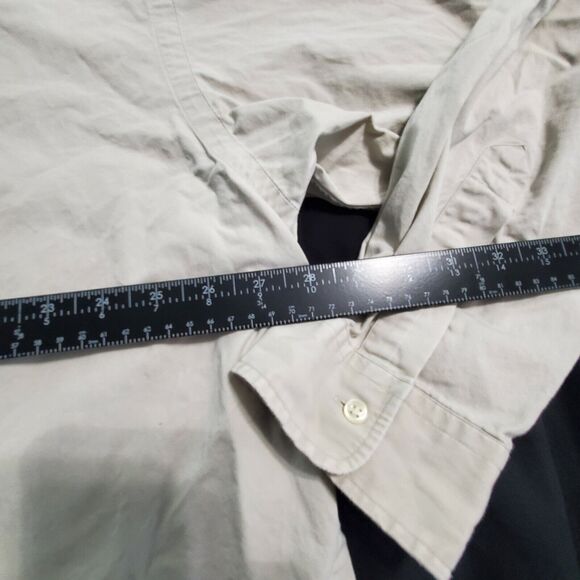 Ralph Lauren Mens Button Up Shirt Tan Size Large Cotton Long Sleeve Blue Pony - Picture 5 of 9